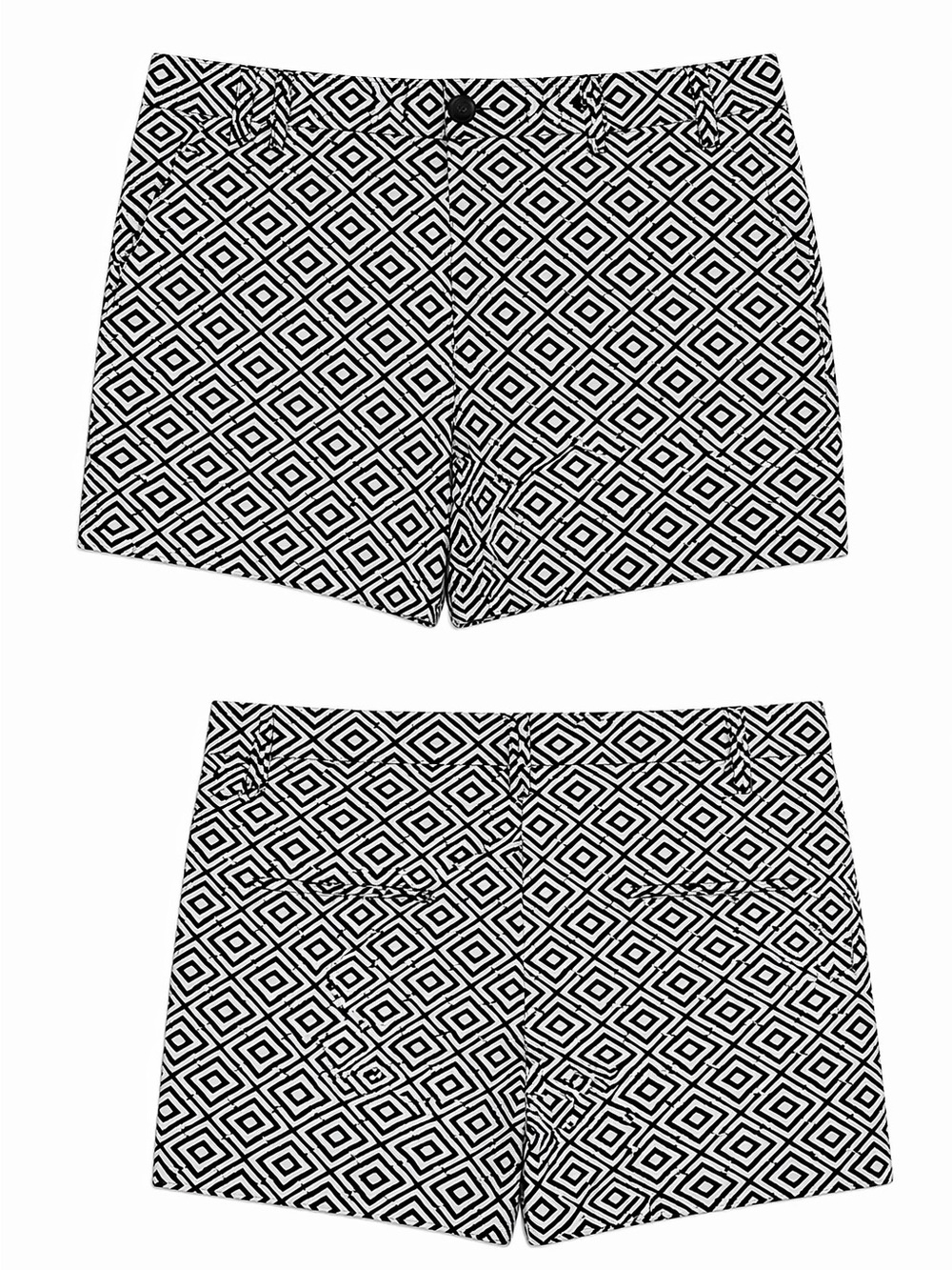 BCG Size 12 Black White Geometric Athletic Shorts Stretch Fit - Picture 3 of 6